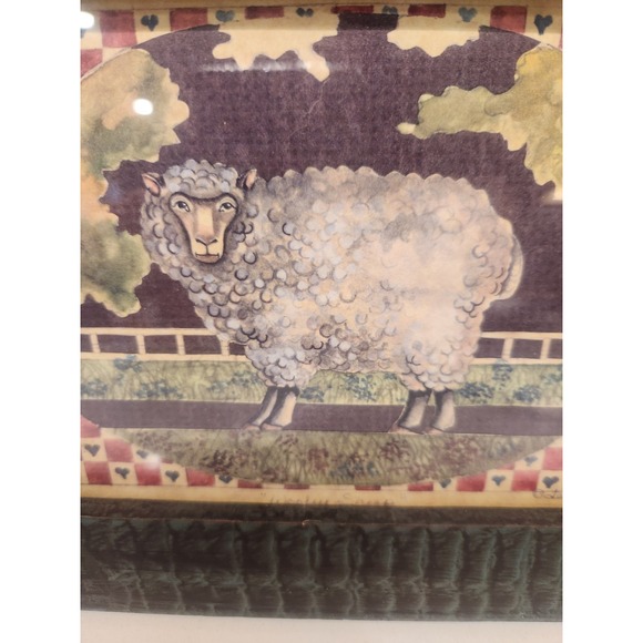 Lot Of 2 Vintage Primitive Country Farmhouse Wood Framed Prints Sheep Horse Doll - Picture 3 of 11